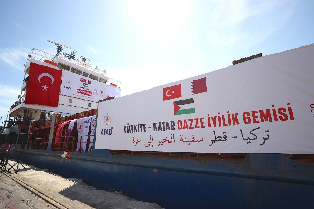 ‘Türkiye-Katar Gazze İyilik Gemisi’ Mersin'den uğurlandı - Resim: 9